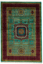 7x10 Turquoıse and Red Turkish Tribal Rug