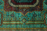 7x10 Turquoıse and Red Turkish Tribal Rug