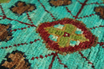 7x10 Turquoıse and Red Turkish Tribal Rug