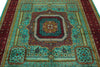 7x10 Turquoıse and Red Turkish Tribal Rug