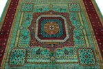 7x10 Turquoıse and Red Turkish Tribal Rug