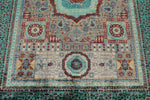 5x7 Gray and Green Turkish Tribal Rug