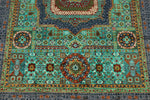 5x7 Light Blue and Gray Turkish Tribal Rug