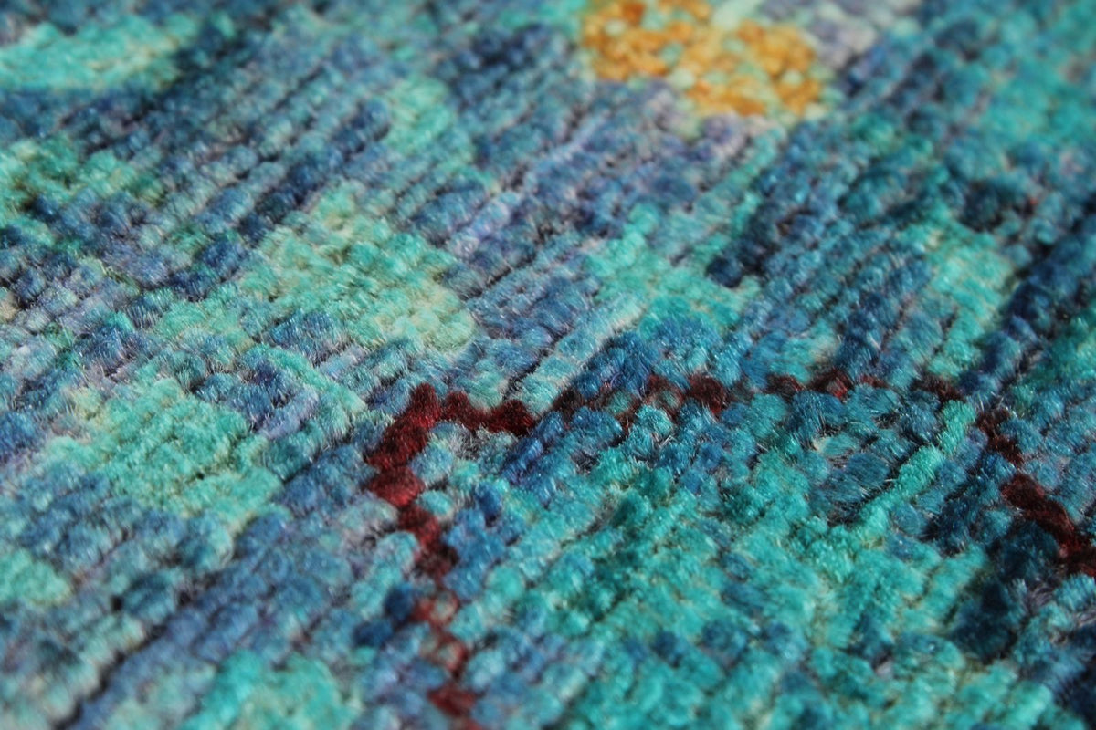 5x7 Turquoıse and NavyTurkish Tribal Rug