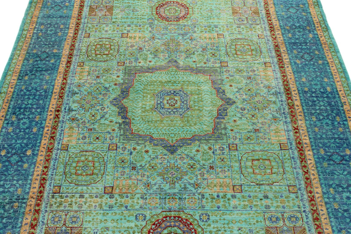 5x7 Turquoıse and NavyTurkish Tribal Rug