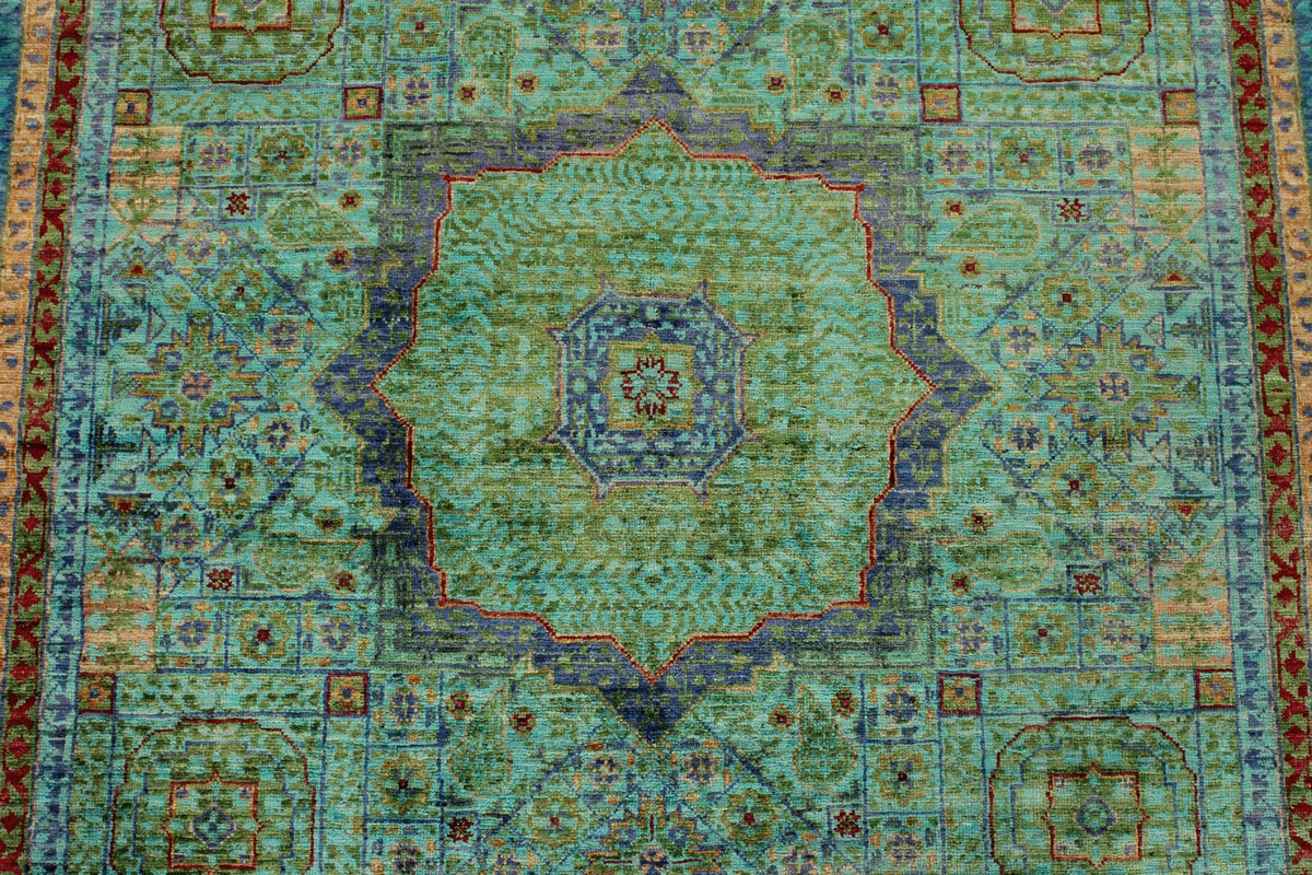 5x7 Turquoıse and NavyTurkish Tribal Rug