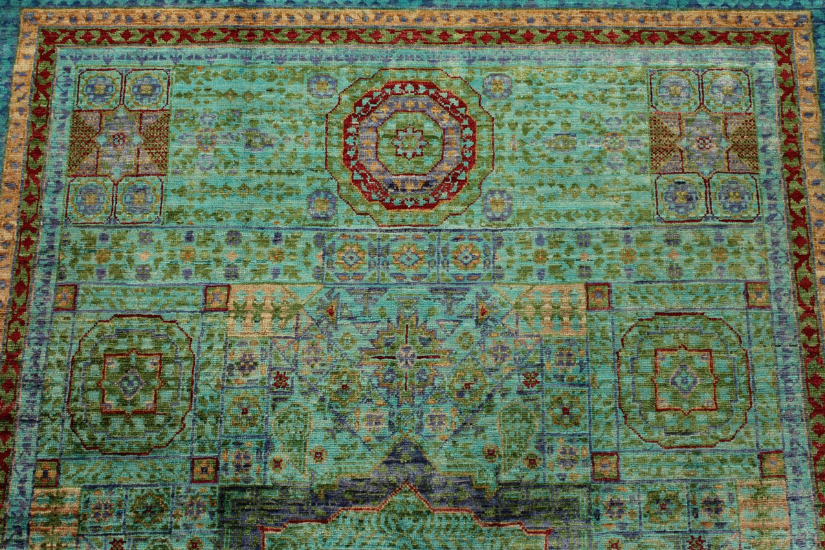 5x7 Turquoıse and NavyTurkish Tribal Rug