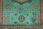 4x6 Turquoise and Red Turkish Tribal Rug