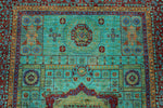 4x6 Turquoise and Red Turkish Tribal Rug