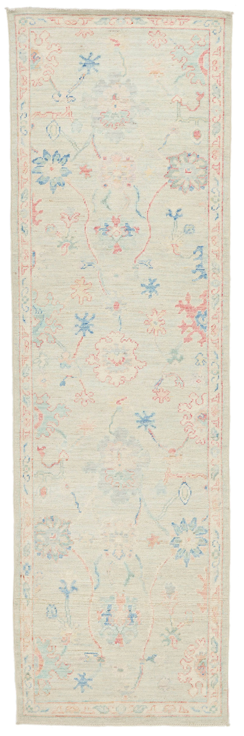 3x10 Gray and Ivory Turkish Oushak Runner