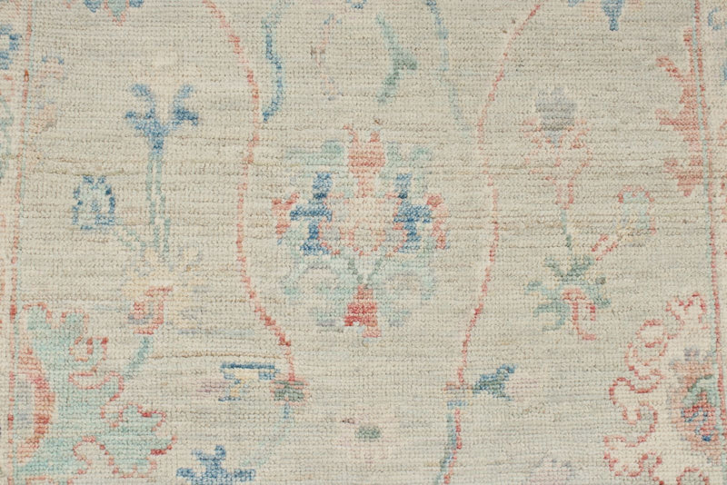 3x10 Gray and Ivory Turkish Oushak Runner