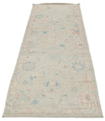3x10 Gray and Ivory Turkish Oushak Runner