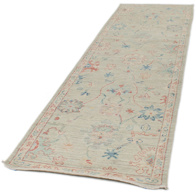 3x10 Gray and Ivory Turkish Oushak Runner