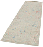 3x10 Gray and Ivory Turkish Oushak Runner