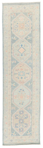 3x10 Gray and Ivory Turkish Oushak Runner