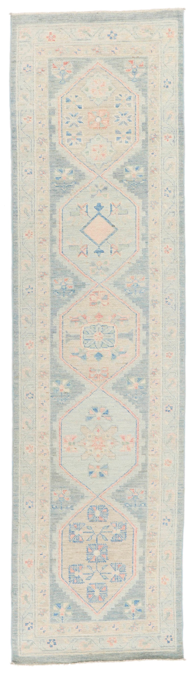 3x10 Gray and Ivory Turkish Oushak Runner