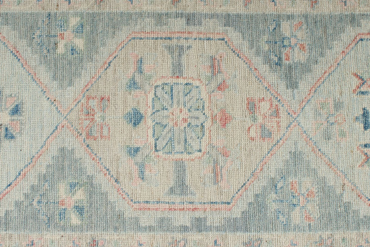 3x10 Gray and Ivory Turkish Oushak Runner