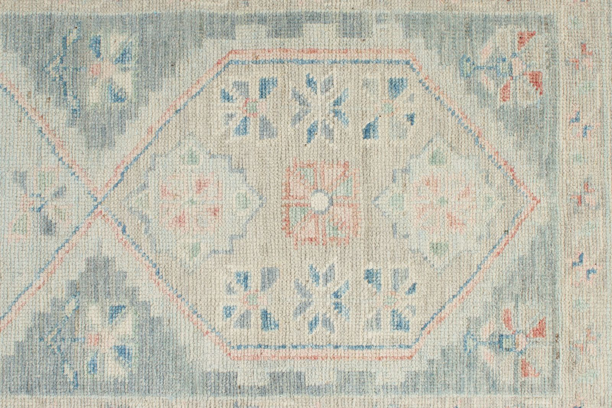 3x10 Gray and Ivory Turkish Oushak Runner