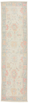 3x10 Blue and Ivory Turkish Oushak Runner