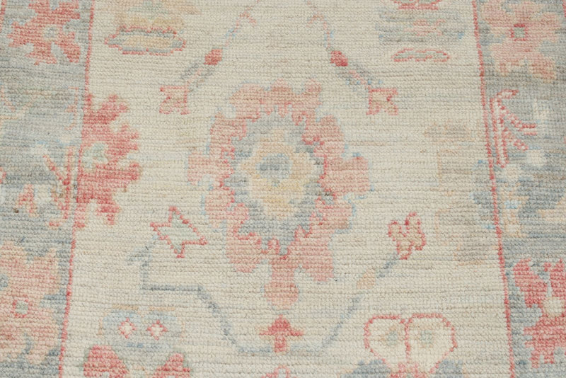 3x10 Blue and Ivory Turkish Oushak Runner