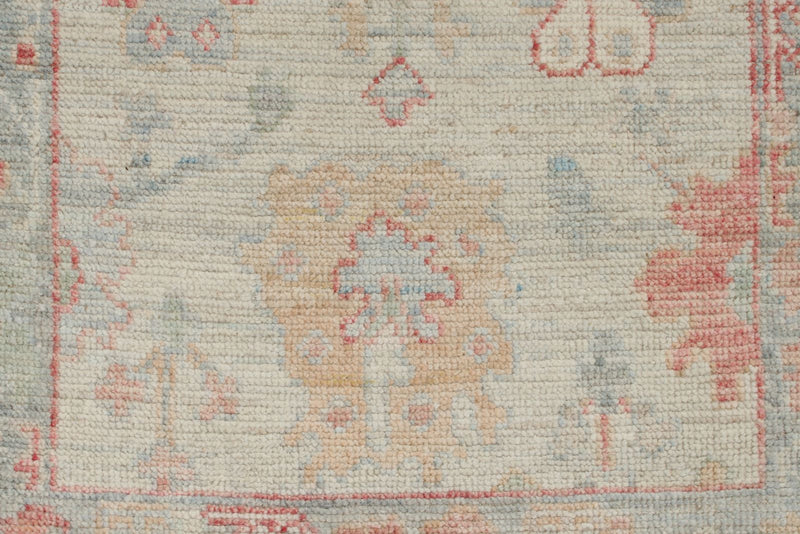 3x10 Blue and Ivory Turkish Oushak Runner