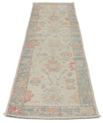 3x10 Blue and Ivory Turkish Oushak Runner