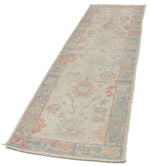 3x10 Blue and Ivory Turkish Oushak Runner