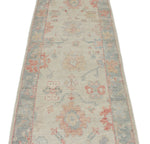3x10 Blue and Ivory Turkish Oushak Runner