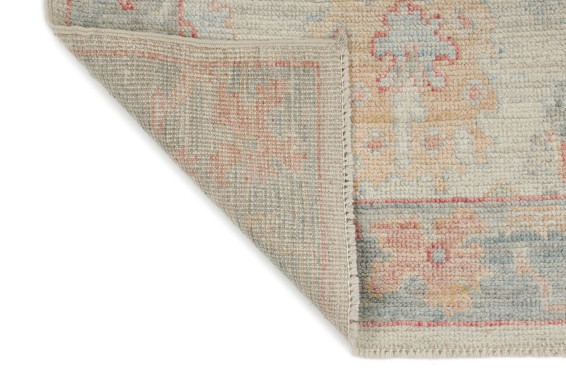 3x10 Blue and Ivory Turkish Oushak Runner