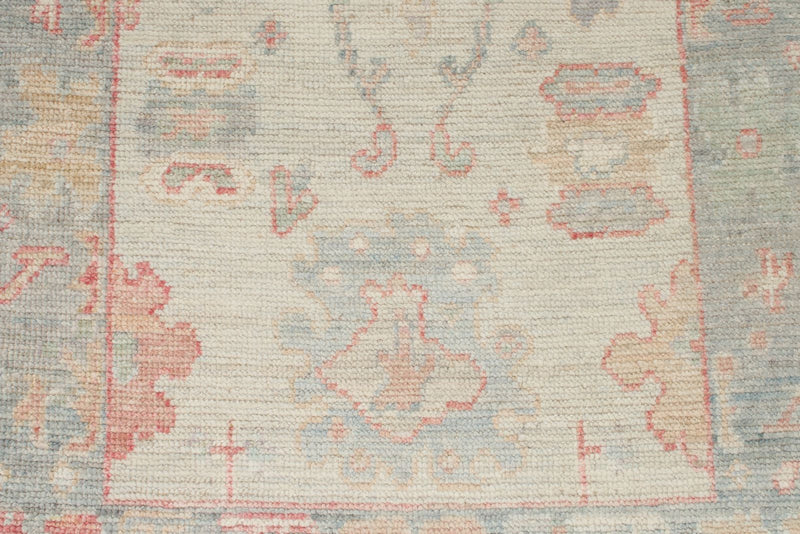 3x10 Blue and Ivory Turkish Oushak Runner