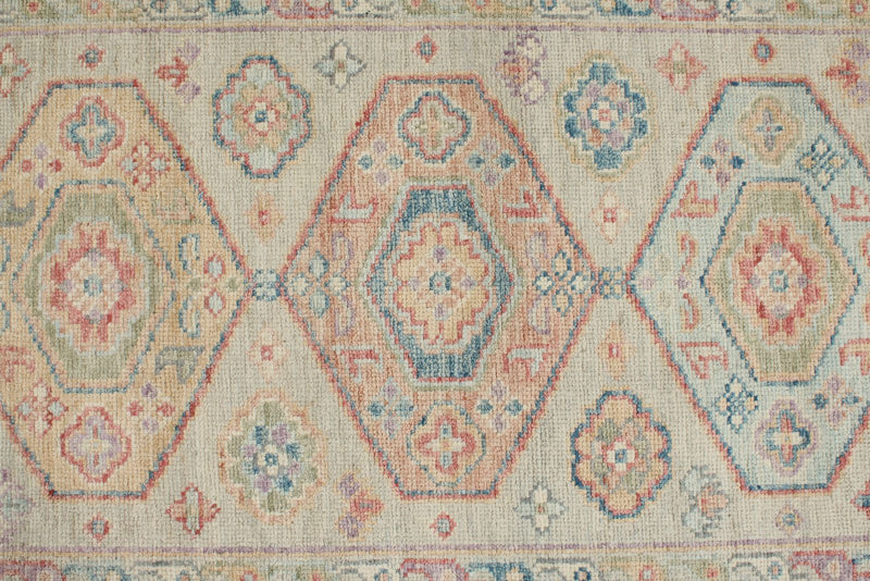 3x10 Beige and Multicolor Turkish Oushak Runner