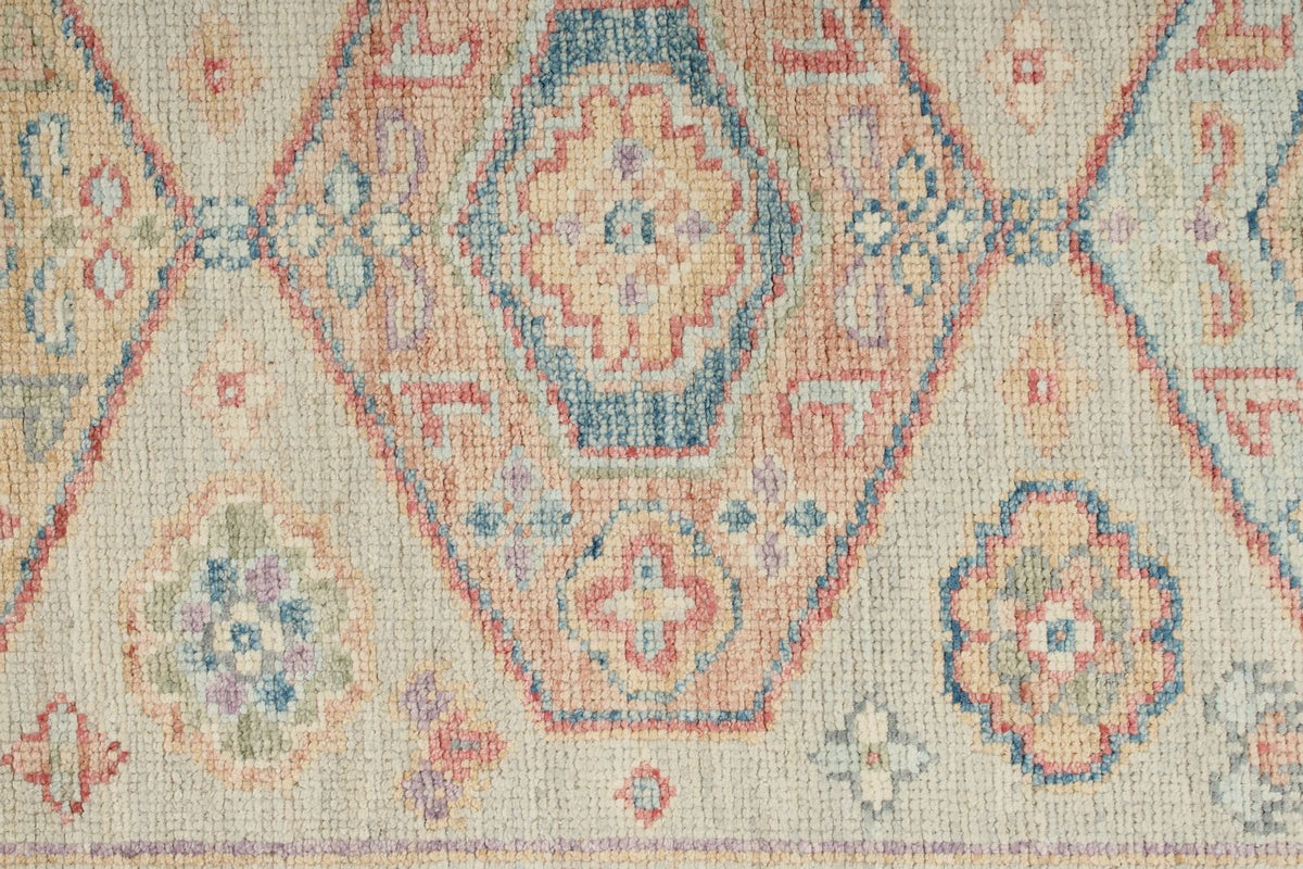 3x10 Beige and Multicolor Turkish Oushak Runner