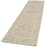 3x10 Beige and Multicolor Turkish Oushak Runner