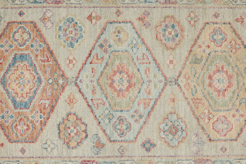 3x10 Beige and Multicolor Turkish Oushak Runner