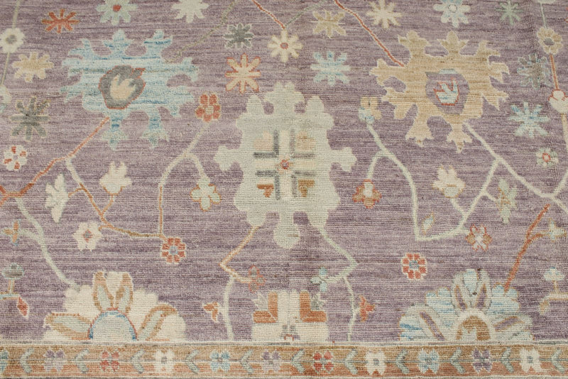 9x12 Purple and Ivory Turkish Oushak Rug