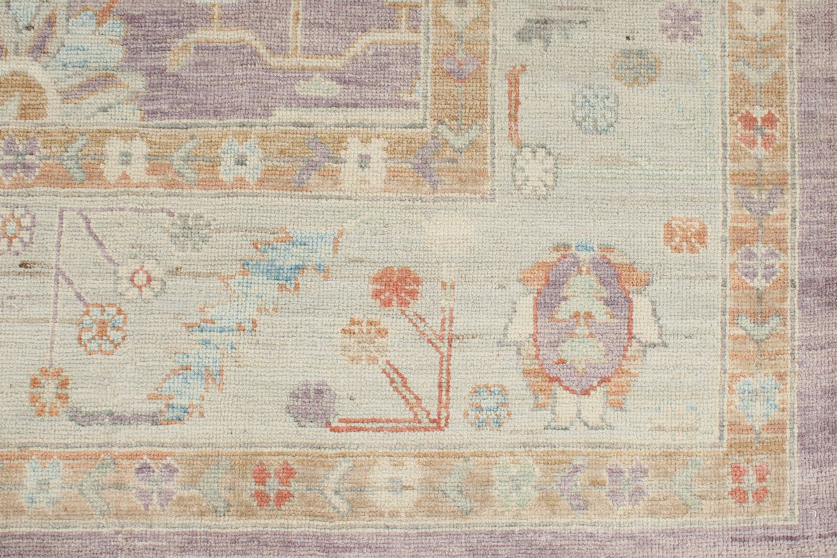 9x12 Purple and Ivory Turkish Oushak Rug