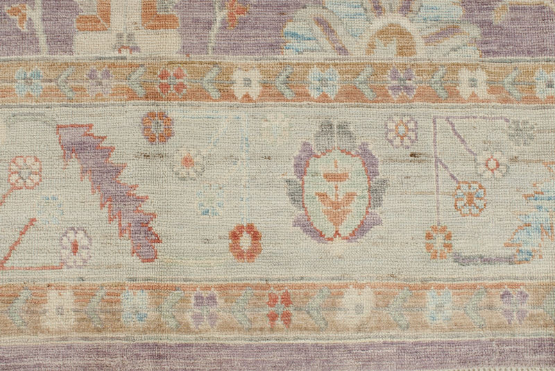 9x12 Purple and Ivory Turkish Oushak Rug