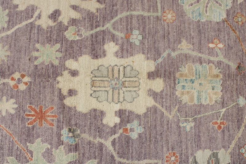 9x12 Purple and Ivory Turkish Oushak Rug