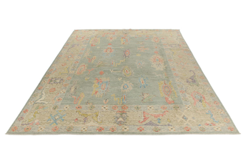 9x12 Gray and Multicolor Turkish Oushak Rug