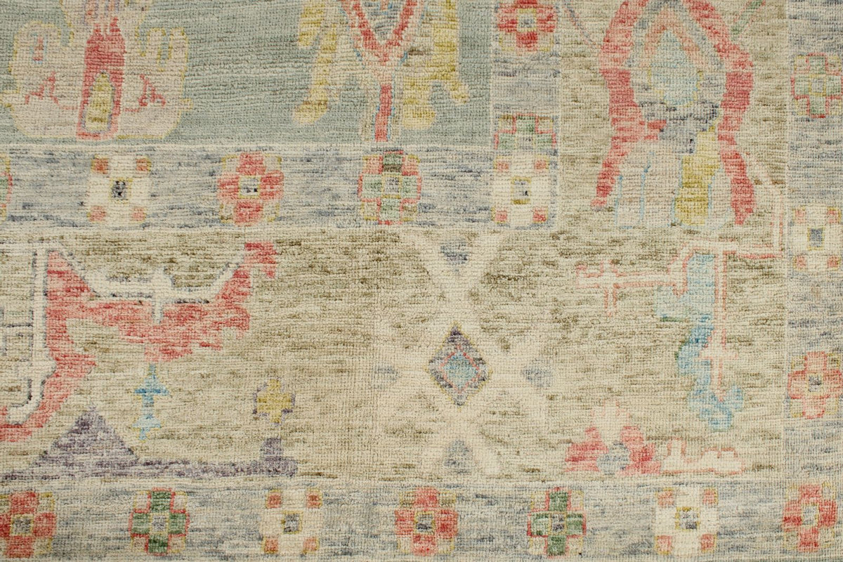 9x12 Gray and Multicolor Turkish Oushak Rug