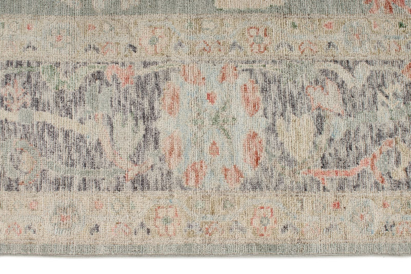 9x12 Light Green and Beige Turkish Oushak Rug