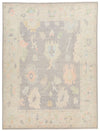 9x12 Gray and Ivory Turkish Oushak Rug