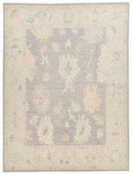 9x12 Gray and Ivory Turkish Oushak Rug