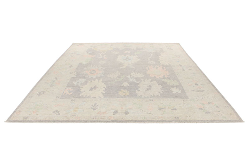 9x12 Gray and Ivory Turkish Oushak Rug