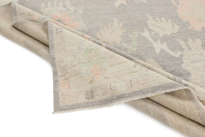 9x12 Gray and Ivory Turkish Oushak Rug