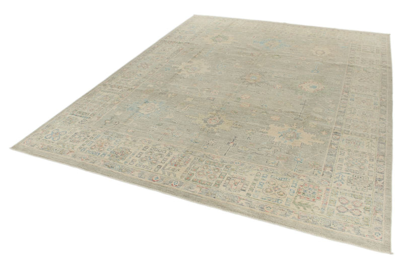 9x12 Gray and Ivory Turkish Oushak Rug