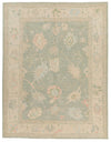 9x12 Light Green and Ivory Turkish Oushak Rug