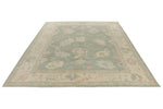 9x12 Light Green and Ivory Turkish Oushak Rug