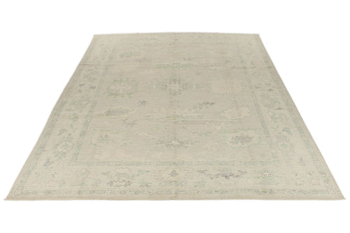 9x12 Gray and Ivory Turkish Oushak Rug