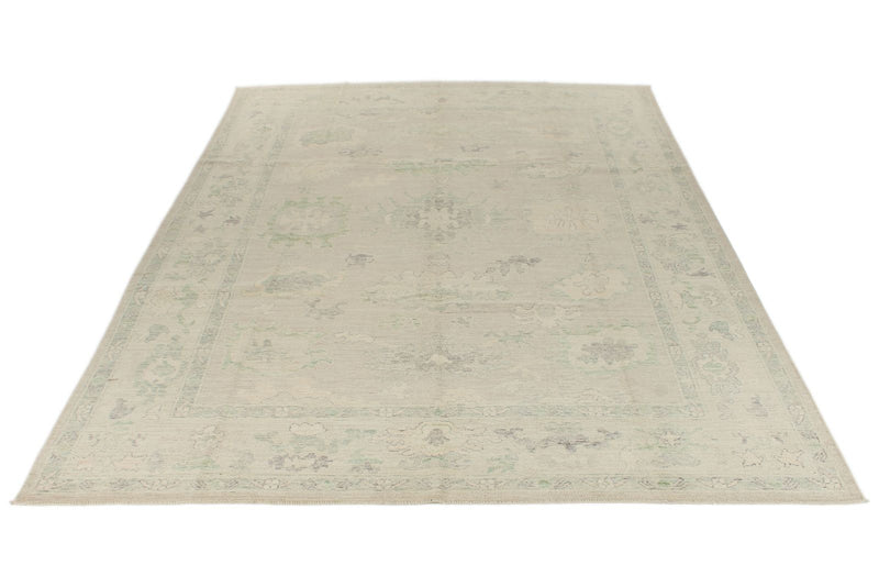 9x12 Gray and Ivory Turkish Oushak Rug